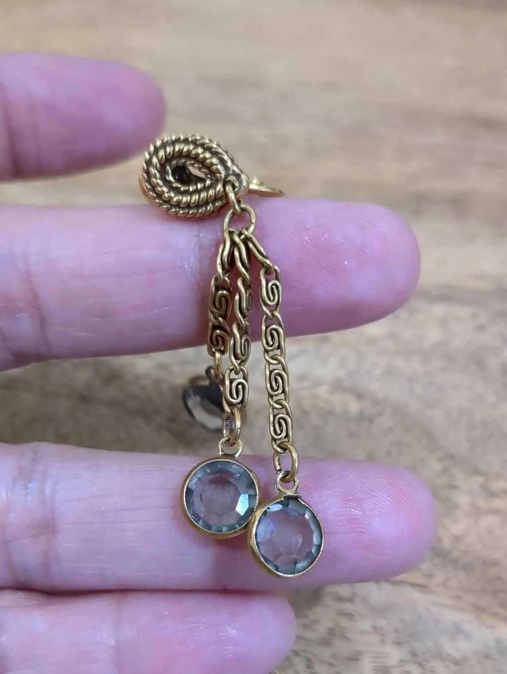 Vintage Goldette Crystal Earrings with Faceted Smoky Crystal Dangles